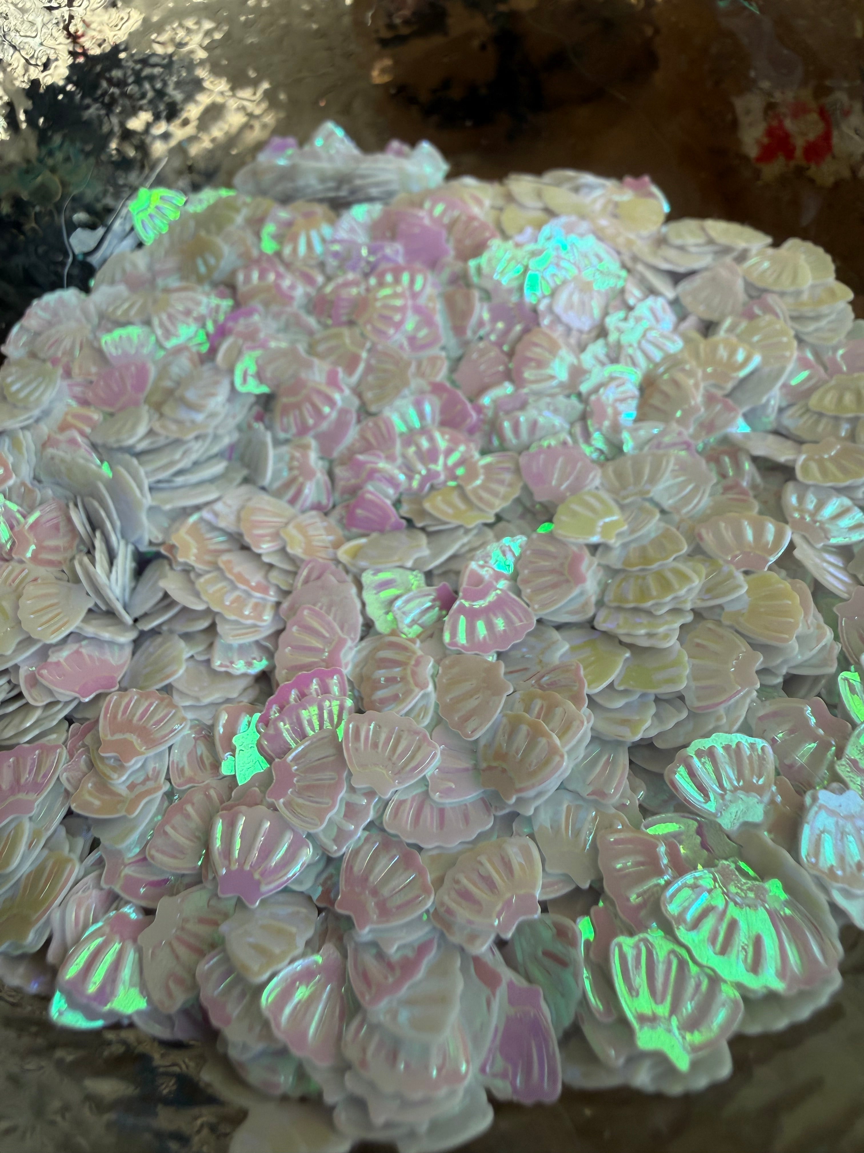 Iridescent White Shells - Shape Glitter