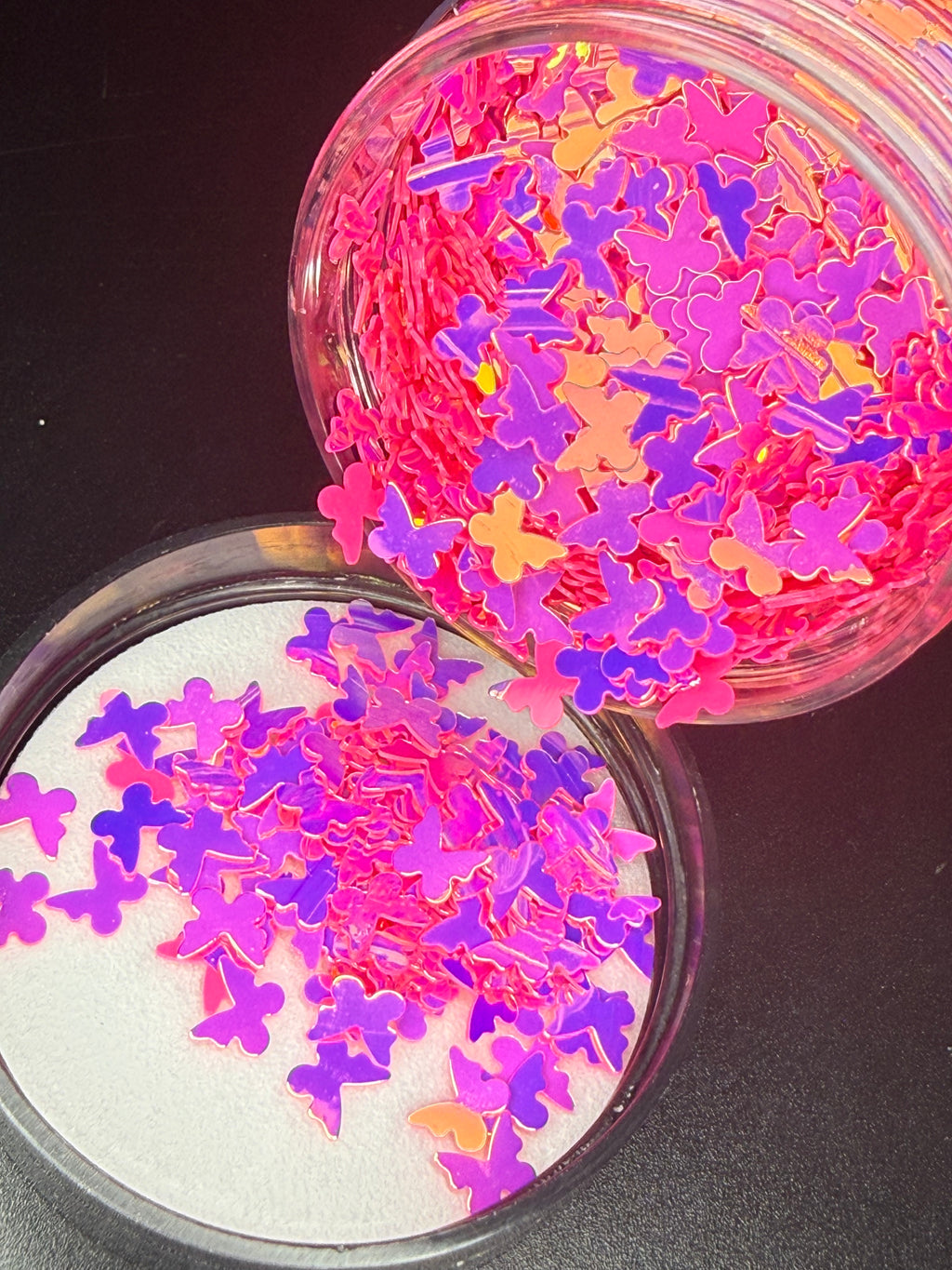 Neon Pink Butterflies - Shape Glitter