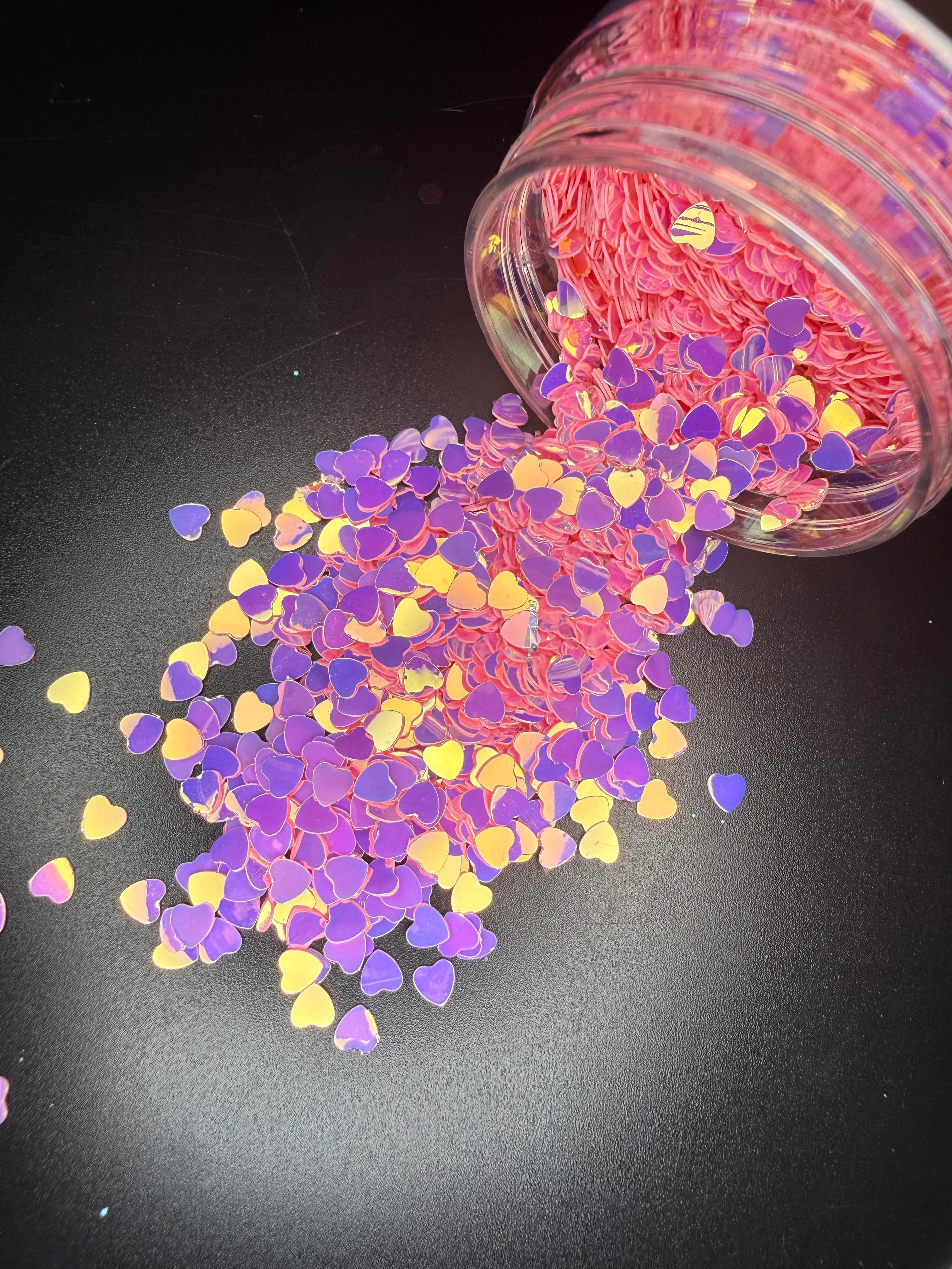 Neon Pink Hearts - Shape Glitter